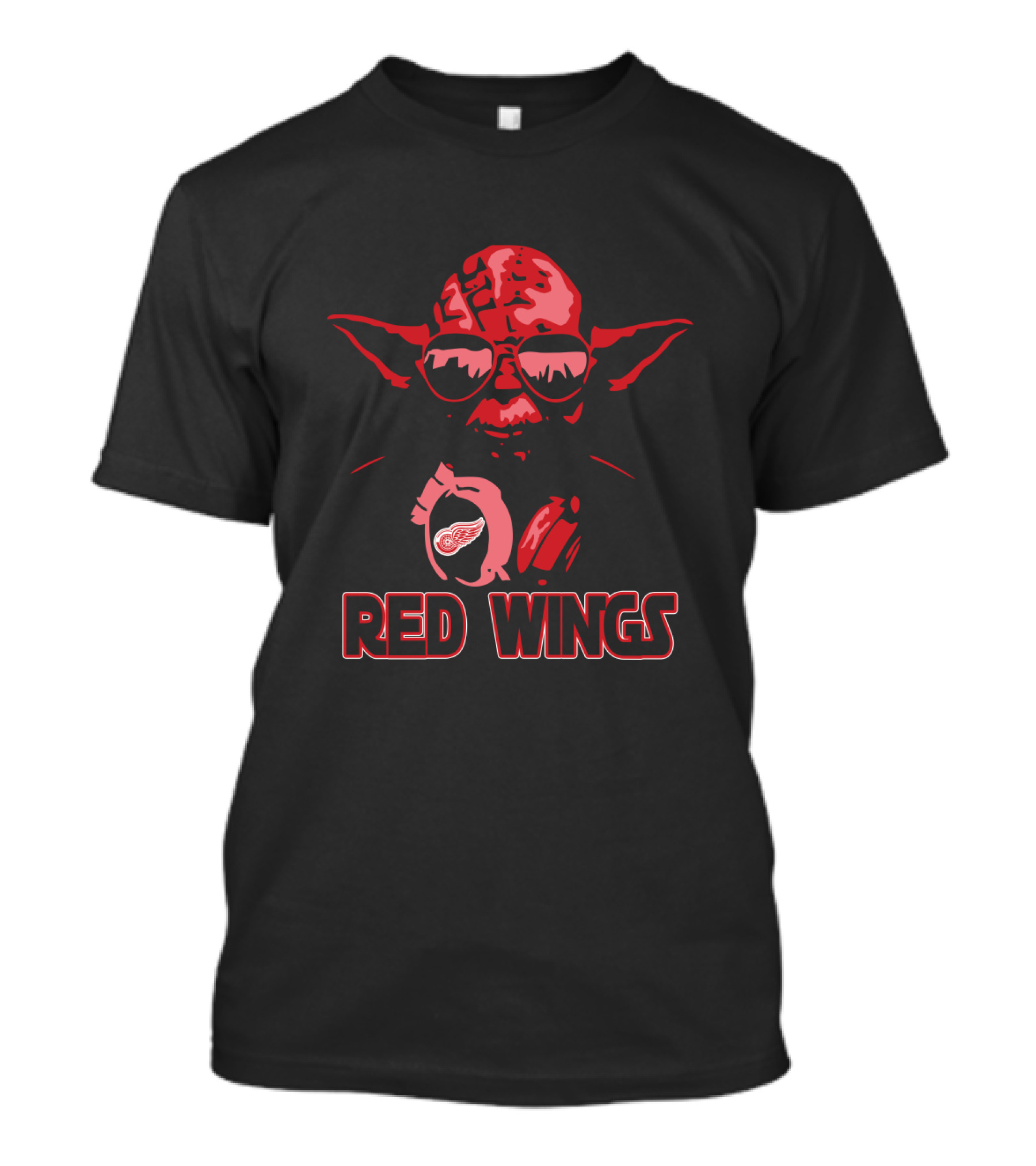 Yoda Wearing Sunglasses Detroit Red Wings Fans Star Wars Crossover T-Shirt
