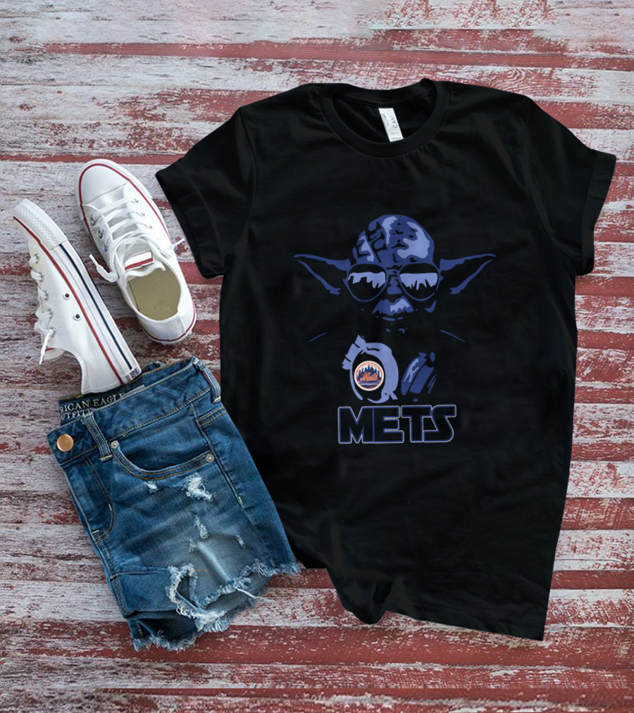 Yoda Star Wars New York Mets Fans Mets Logo Silhouette T-Shirt