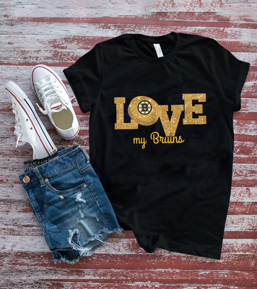 Glitter Love My Bruins Boston Fans T-Shirt