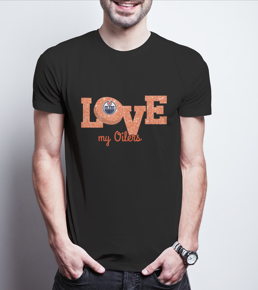 Edmonton Oilers Glitter Love My Oilers Fan T-Shirt