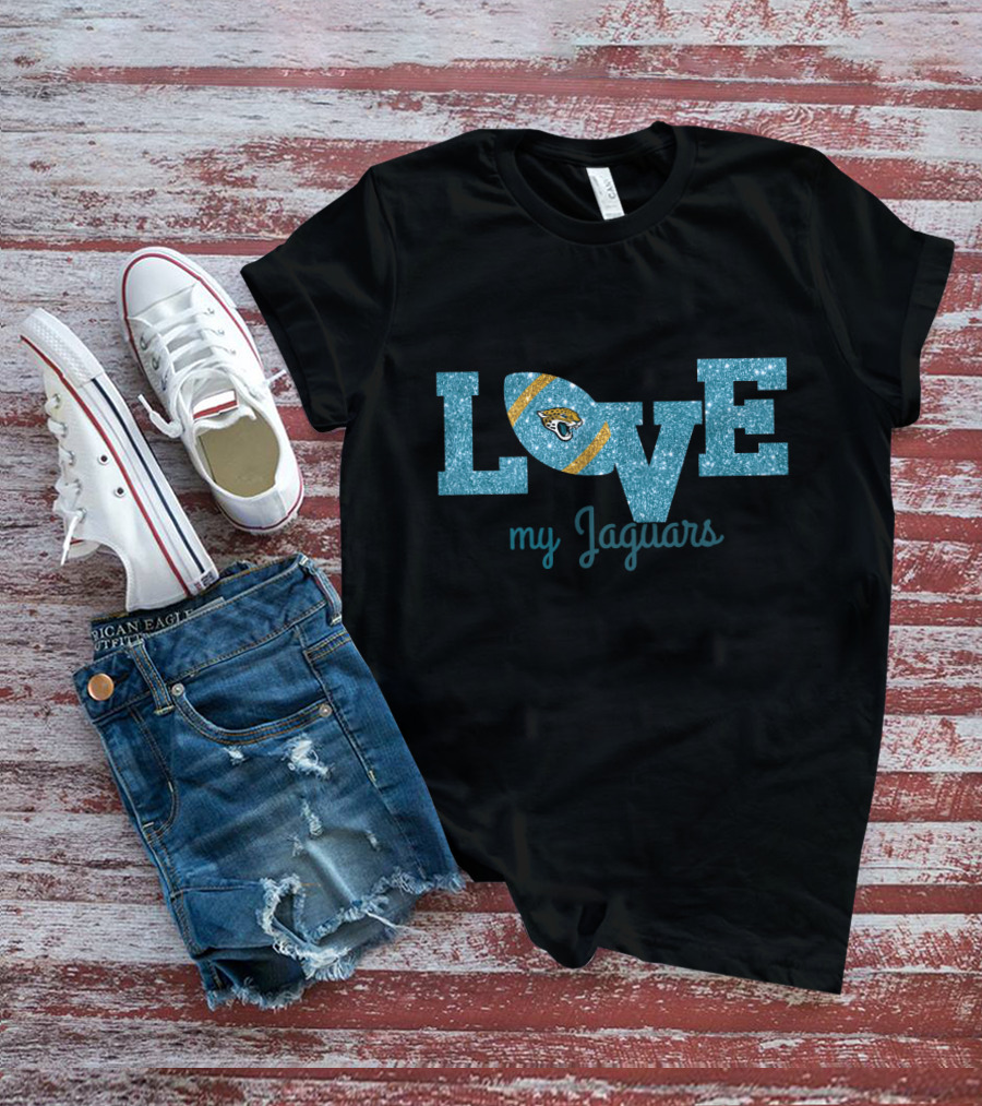 Glitter Love My Jaguars Jacksonville Fans T-Shirt