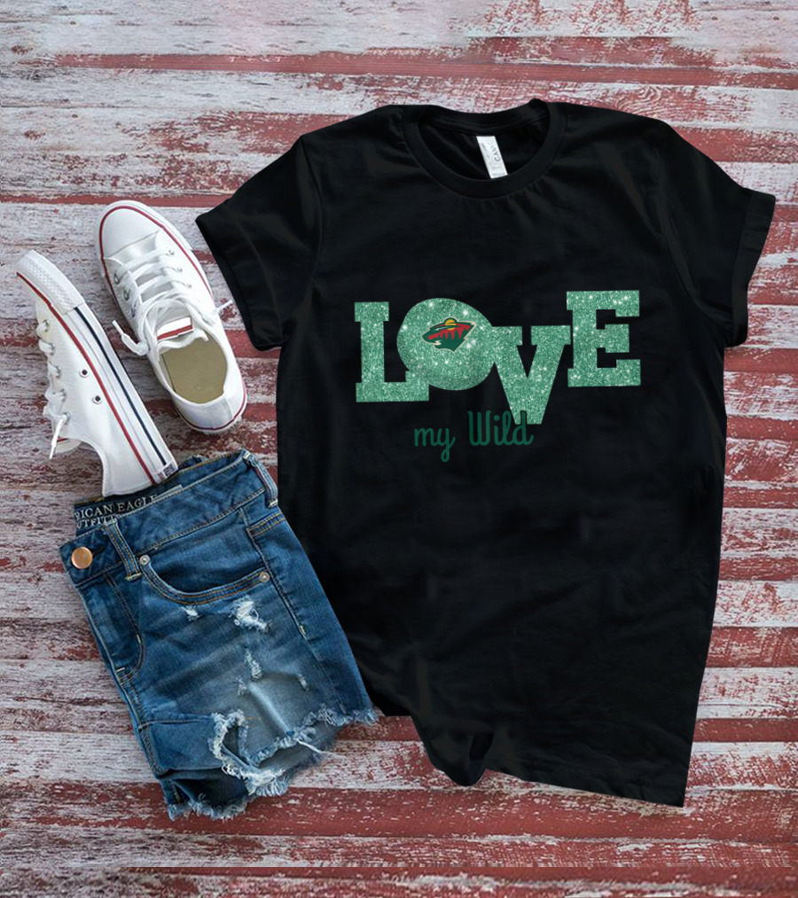 Minnesota Wild Glitter Green Love My Wild T-Shirt