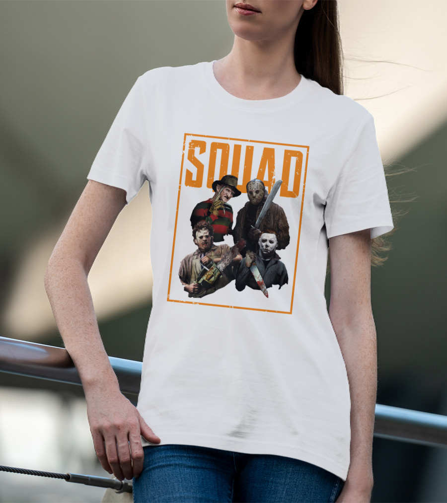 Squad Featuring Iconic Horror Characters In T-Shirt