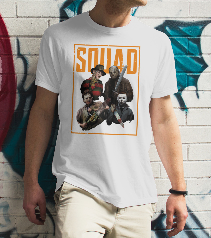 Squad Featuring Iconic Horror Characters In T-Shirt