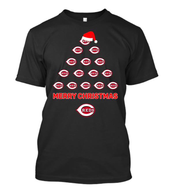 Merry Christmas Cincinnati Reds Logo Tree T-Shirt
