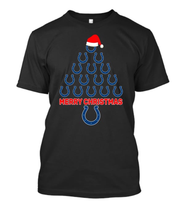 Merry Christmas Indianapolis Colts Santa Hat Tree T-Shirt