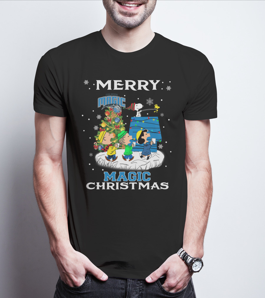 Merry Orlando Magic Christmas Snoopy And Friends Holiday Fun T-Shirt