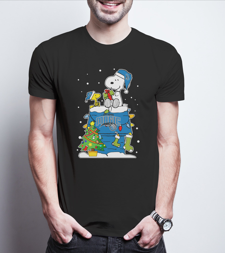 Snoopy Christmas With Orlando Magic Basketball Theme T-Shirt
