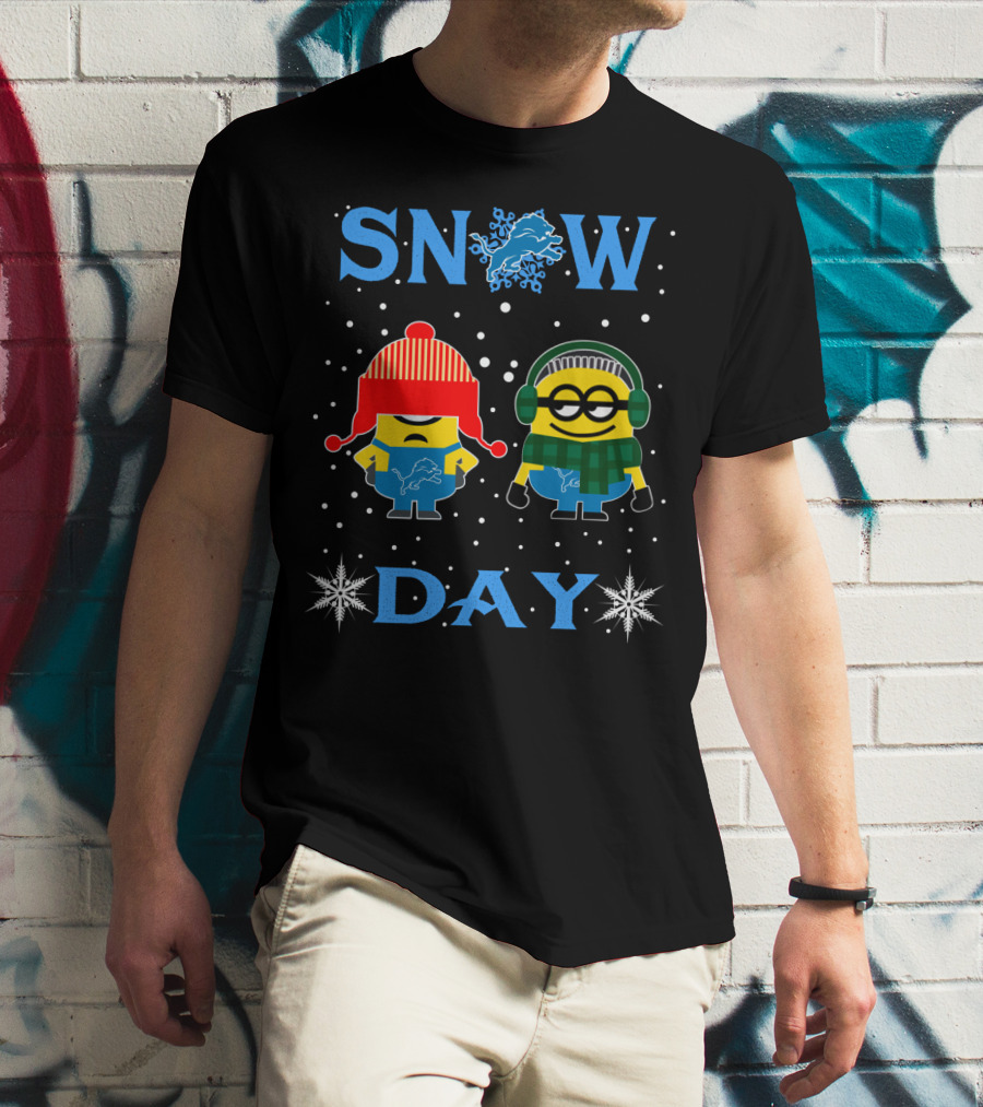 Snow Day Detroit Lions Minions Fans Winter Fun T-Shirt