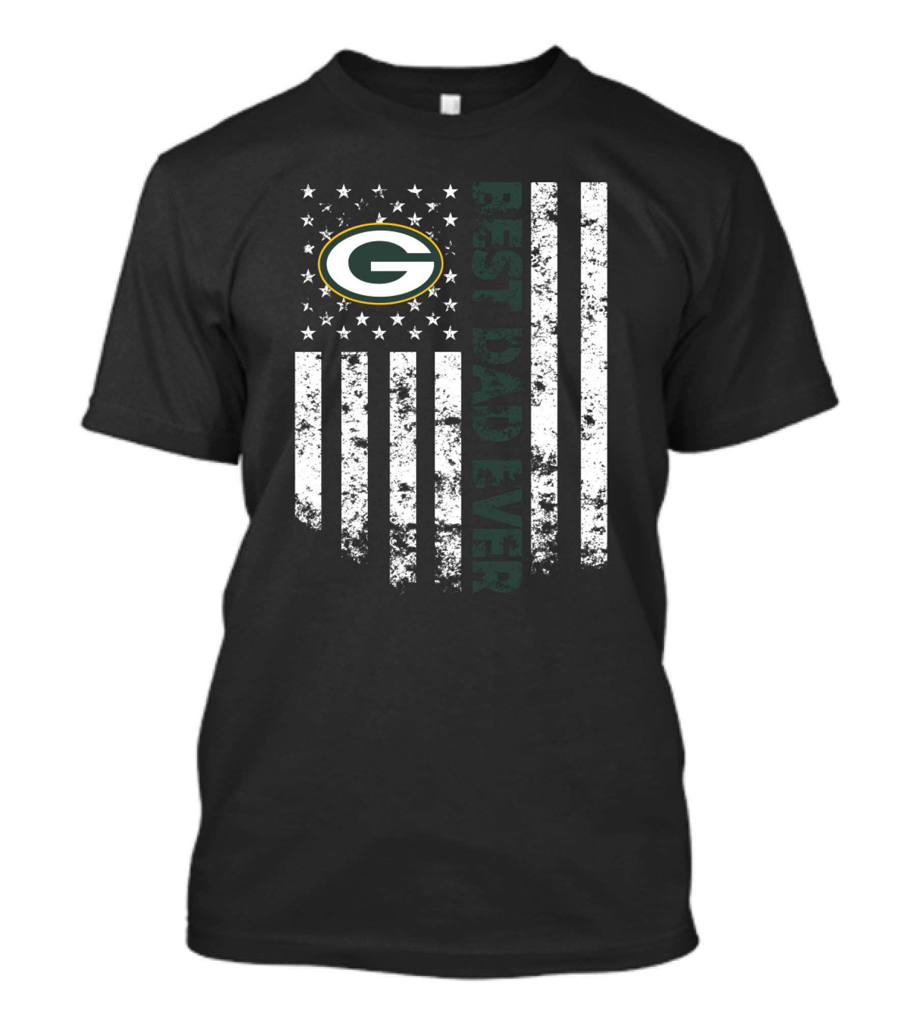 Best Green Bay Packers Dad Ever With American Flag And Team T-Shirt