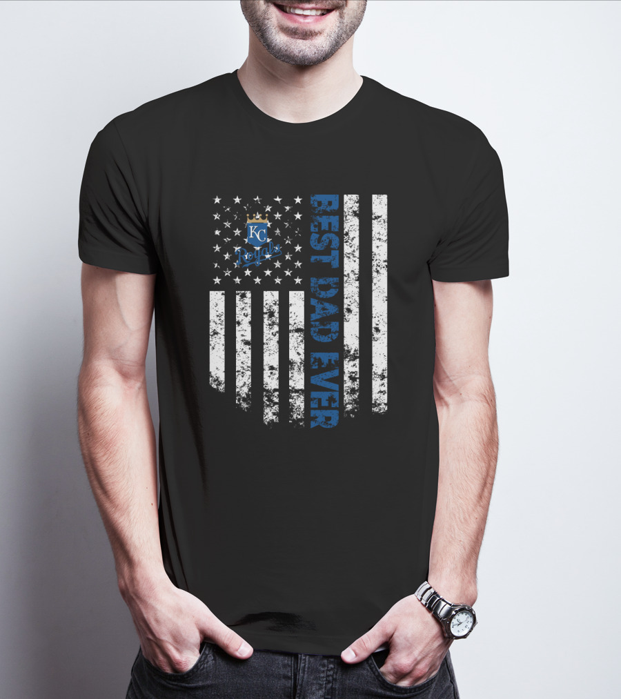 Best Kansas City Royals Dad Ever American Flag Style T-Shirt