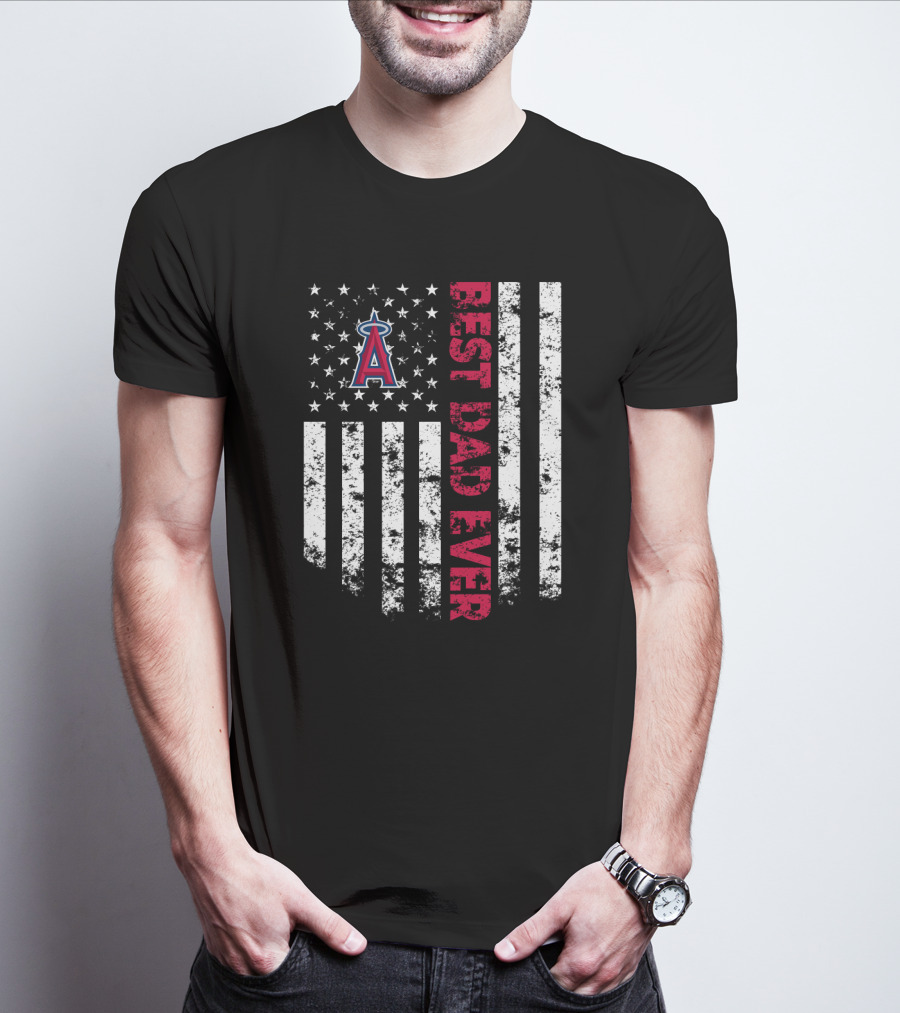 Best Los Angeles Angels Dad Ever Usa Flag T-Shirt