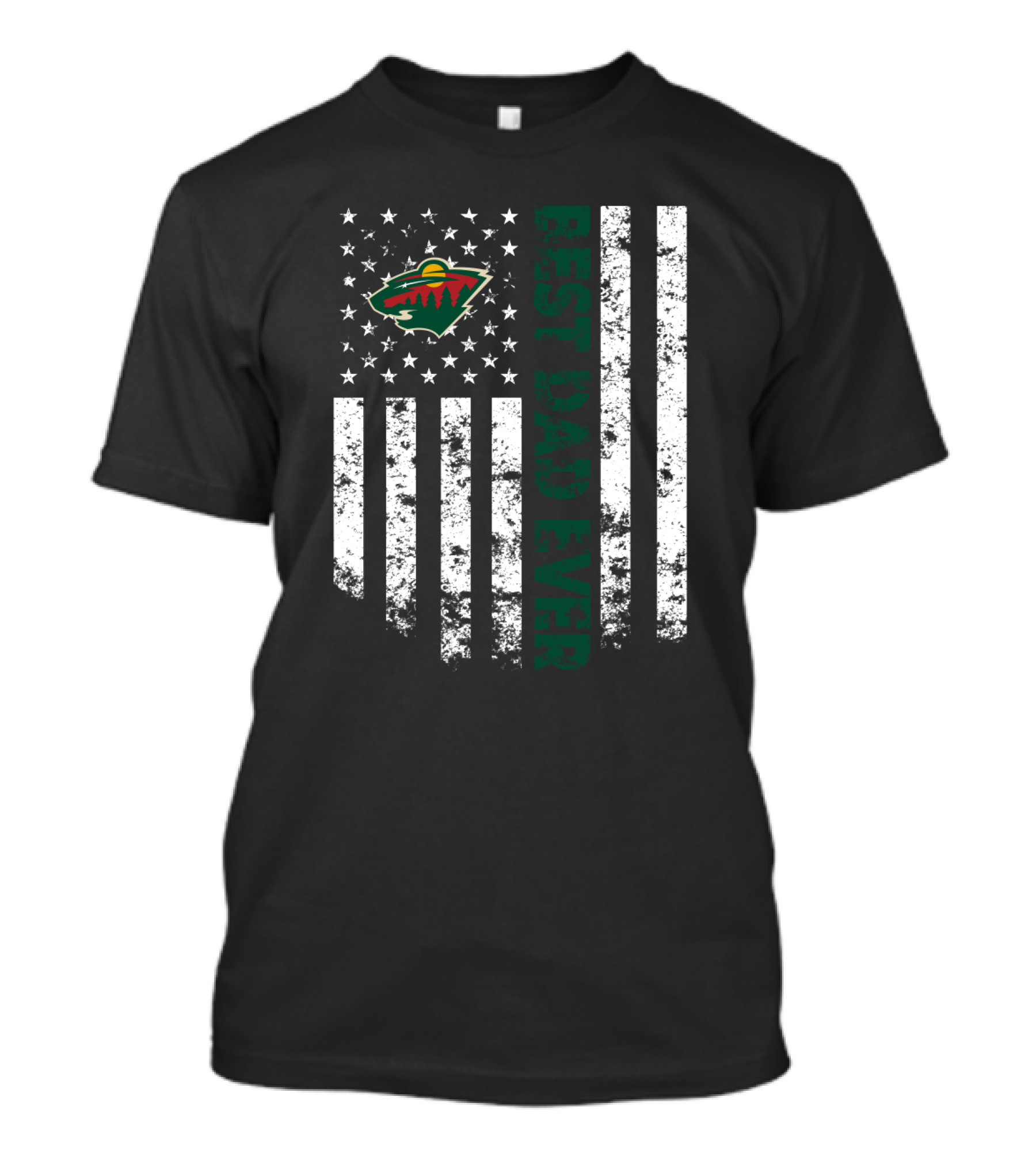 Minnesota Wild Best Dad Ever American Flag T-Shirt