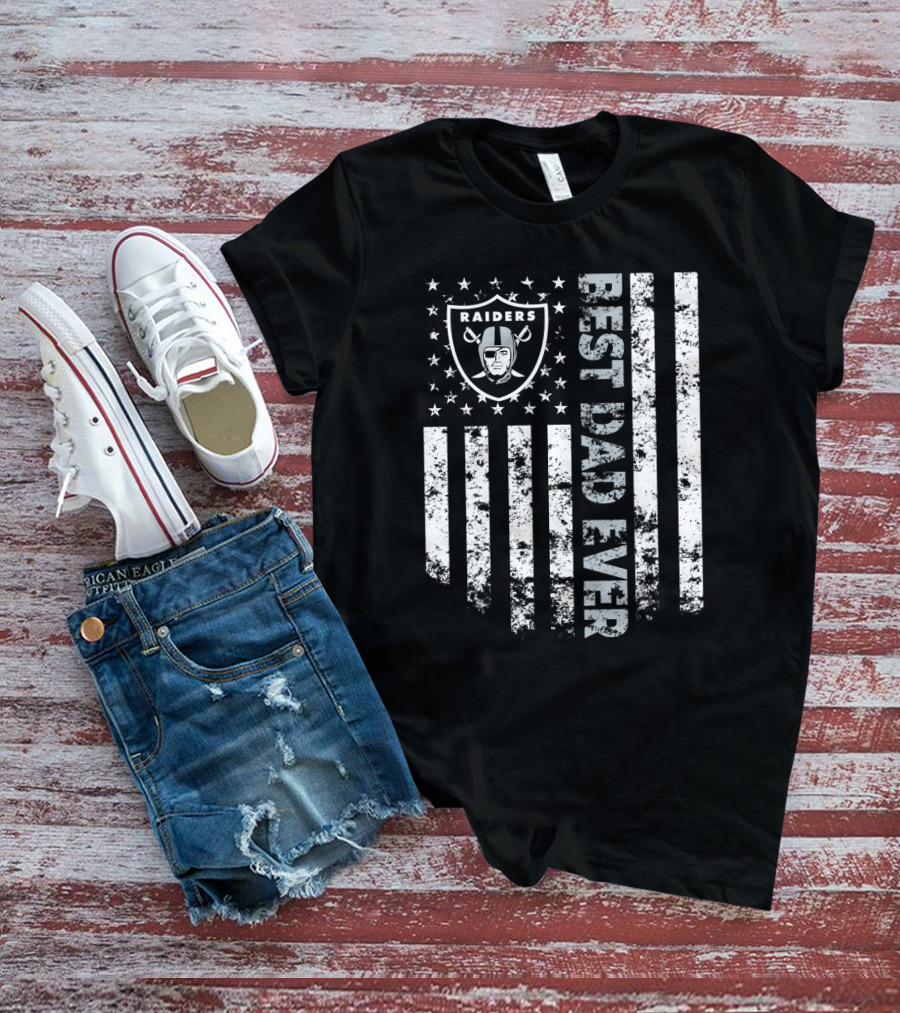 Raiders Best Dad Ever American Flag T-Shirt