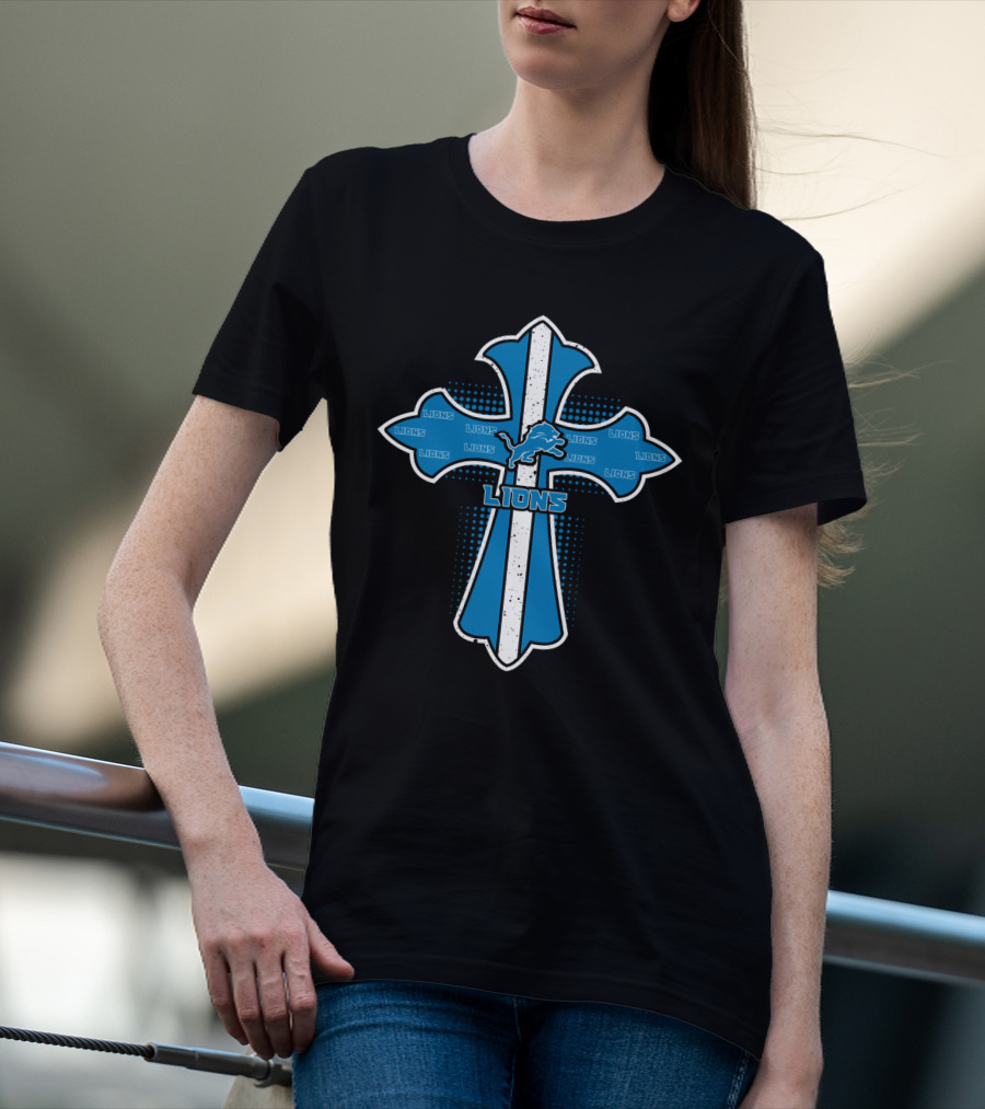 Detroit Lions Cross Emblem For Fans And Faithful T-Shirt