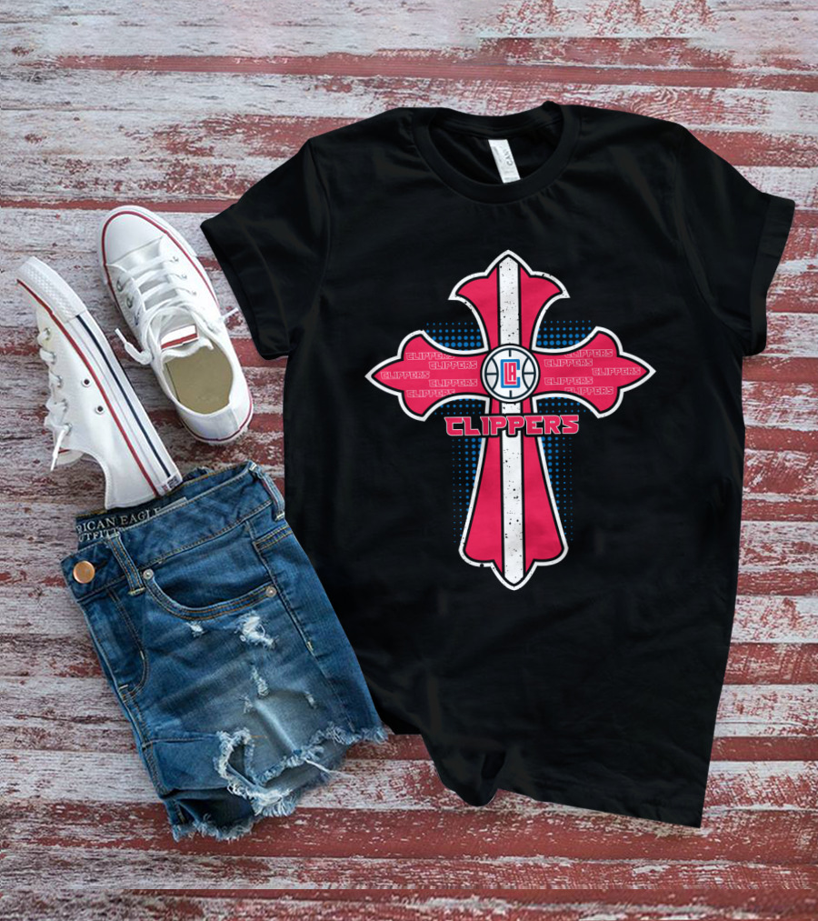Cross Symbol With La Clippers Logo And Text For Fans T-Shirt