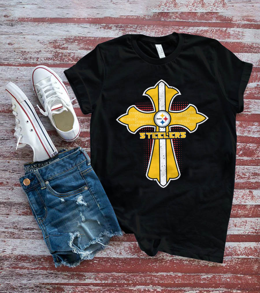 Pittsburgh Steelers Cross With Logo For Fans And Believers T-Shirt
