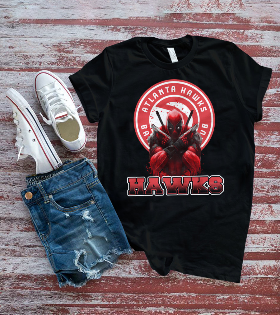 Atlanta Hawks Deadpool Logo Crossover Fan T-Shirt