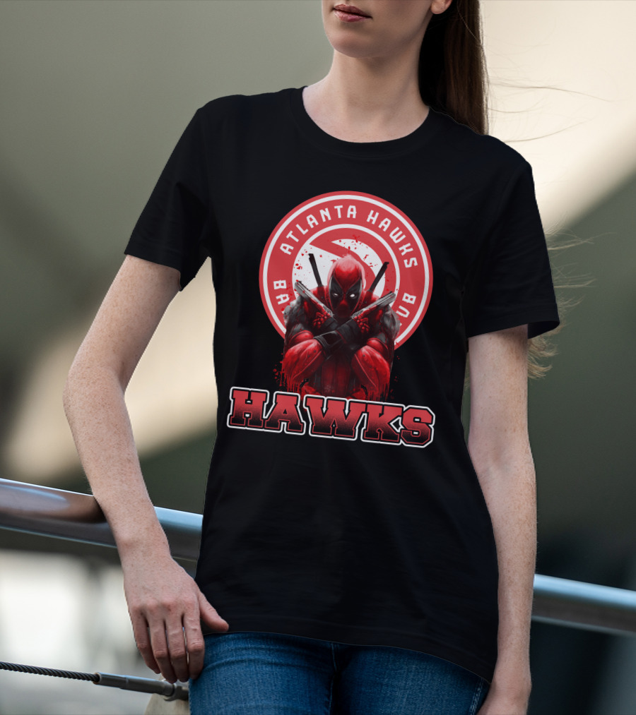 Atlanta Hawks Deadpool Logo Crossover Fan T-Shirt