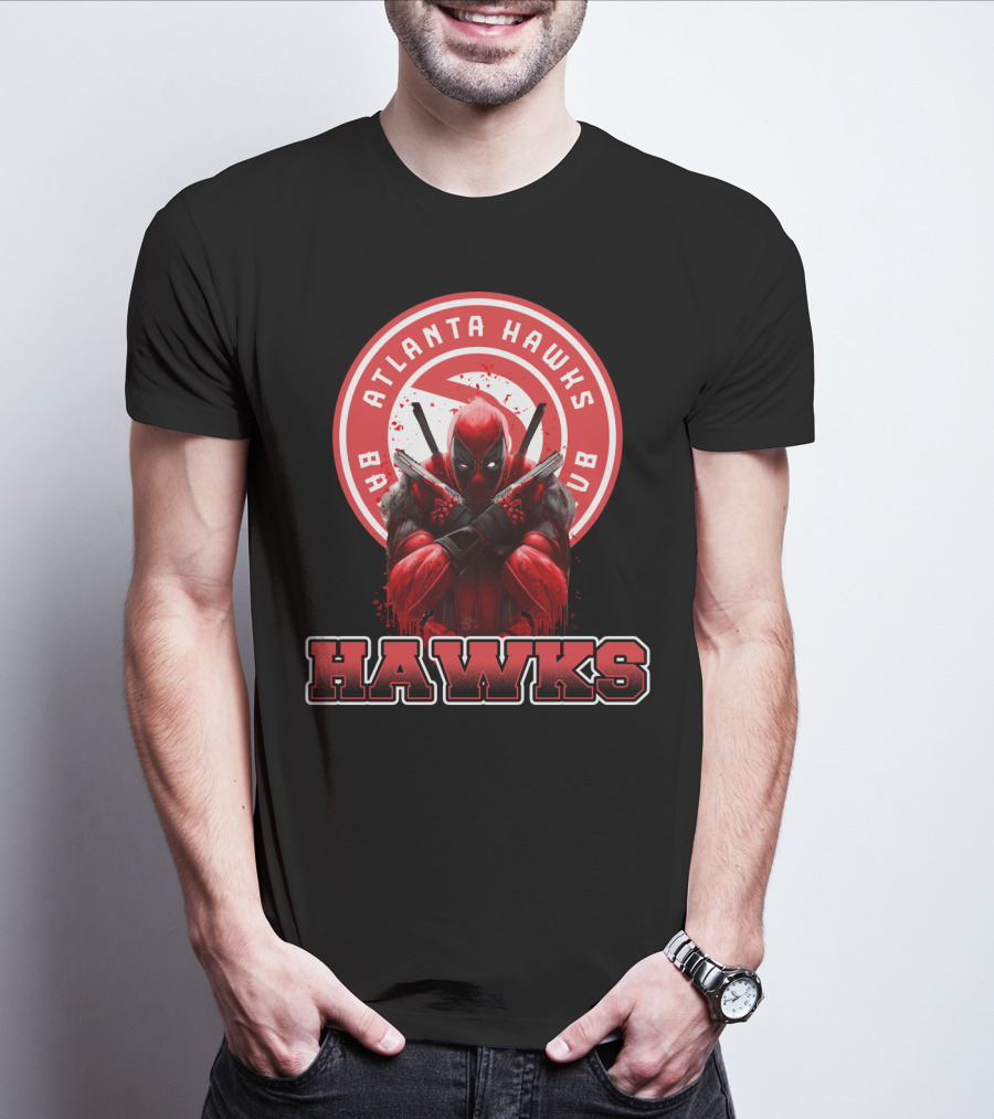 Atlanta Hawks Deadpool Logo Crossover Fan T-Shirt