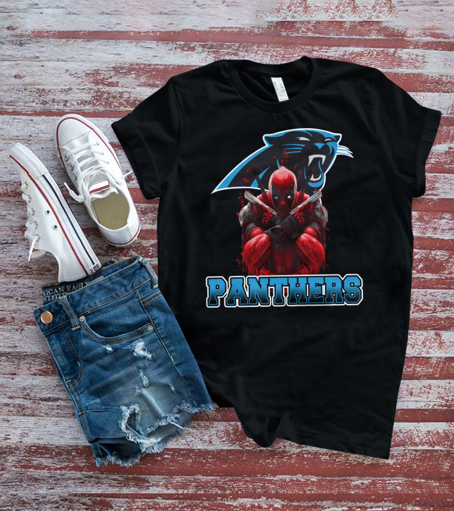 Carolina Panthers Deadpool Crossover Fan Favorite Collaboration T-Shirt
