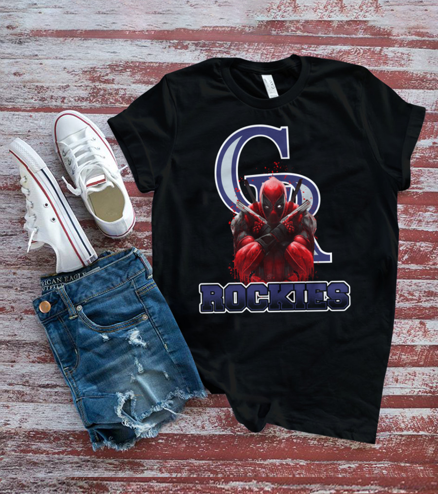 Colorado Rockies Deadpool Mashup Iconic Crossover Fan T-Shirt