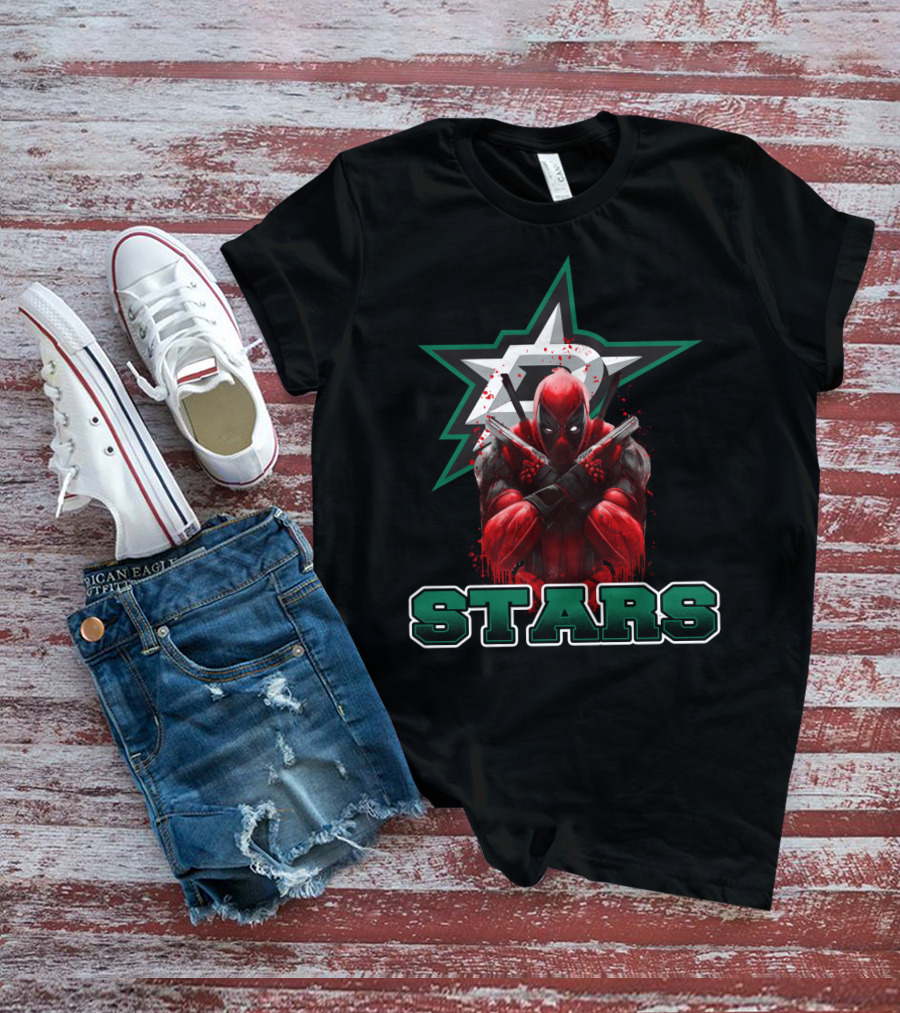 Deadpool Dallas Stars Crossover Fans Recognize Iconic Marvel Hockey Fusion T-Shirt