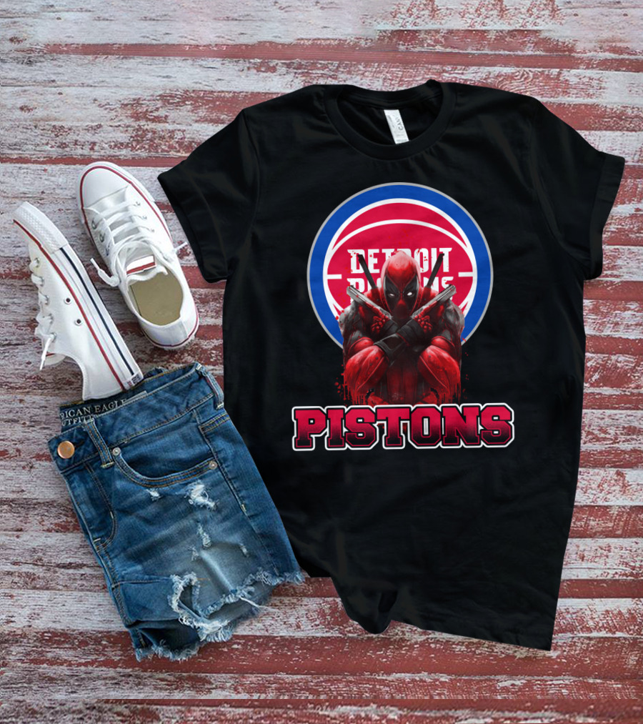 Detroit Pistons Deadpool Mashup Fan Merchandise T-Shirt