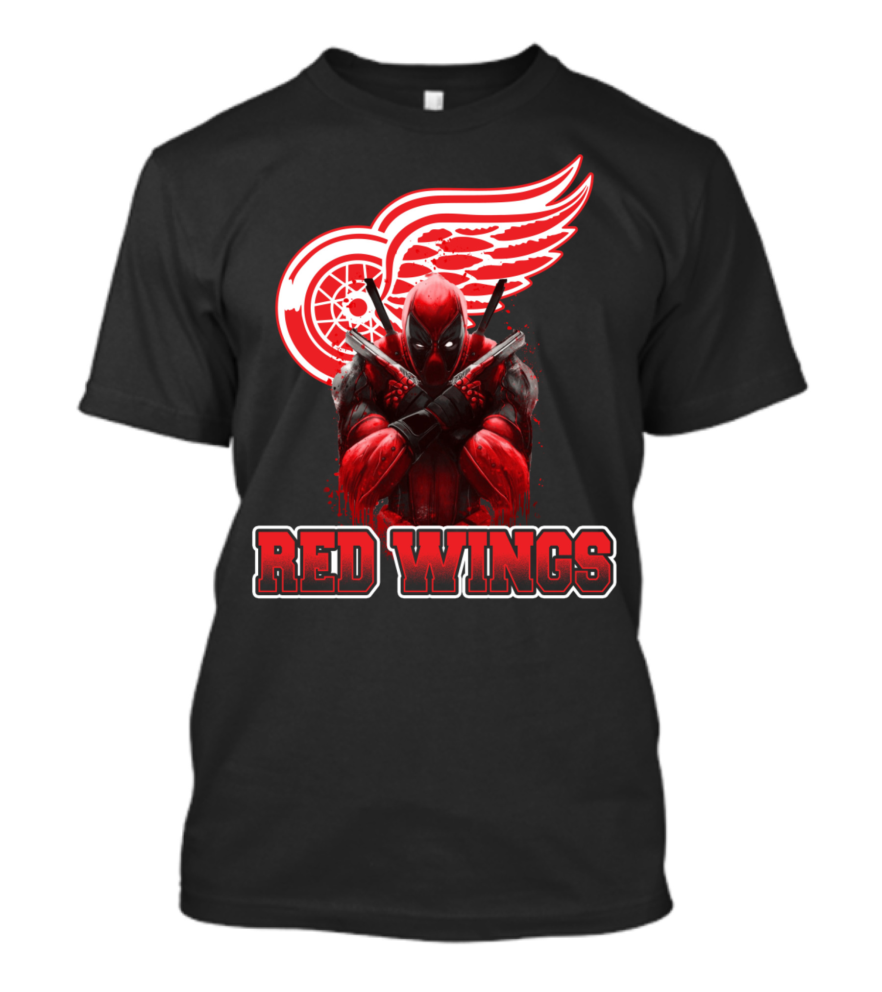 Detroit Red Wings Deadpool Fan Collaboration Crossover T-Shirt