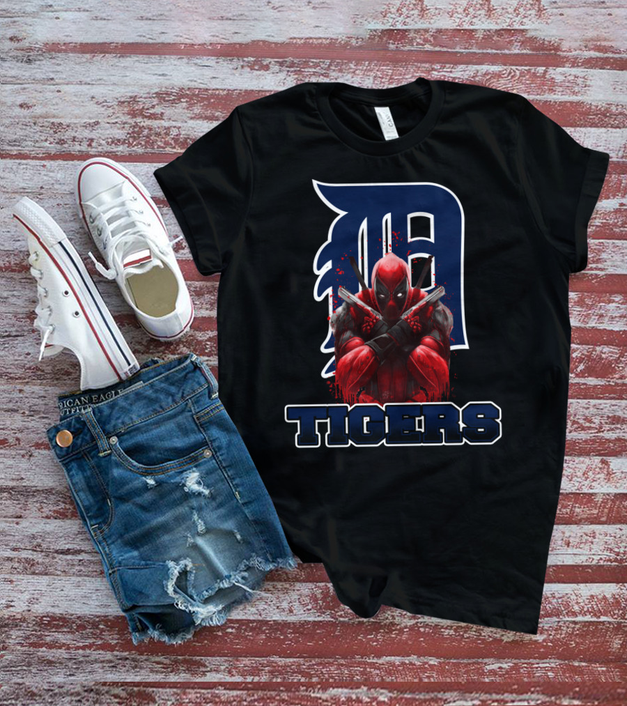 Detroit Tigers Deadpool Crossover With Iconic 'D' Logo And Character T-Shirt