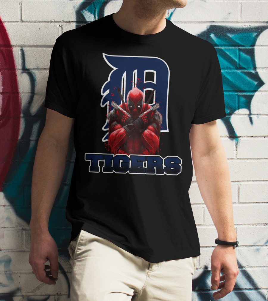 Detroit Tigers Deadpool Crossover With Iconic 'D' Logo And Character T-Shirt