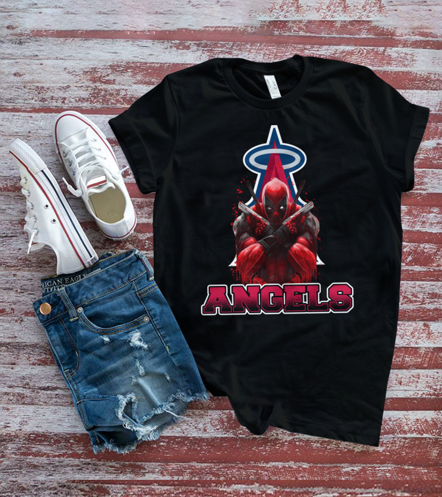 Deadpool With Los Angeles Angels Halo Logo Crossover Fans T-Shirt