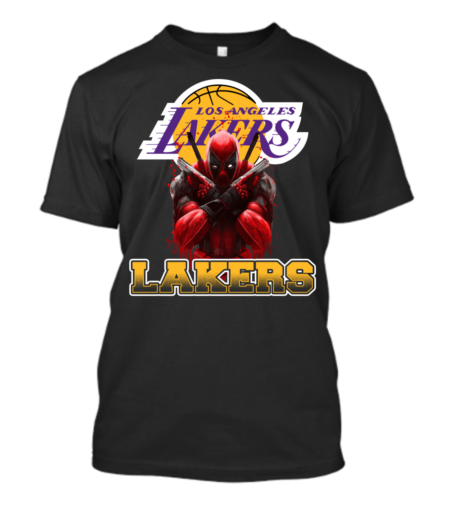 Deadpool In Los Angeles Lakers Colors With Logo Elements T-Shirt
