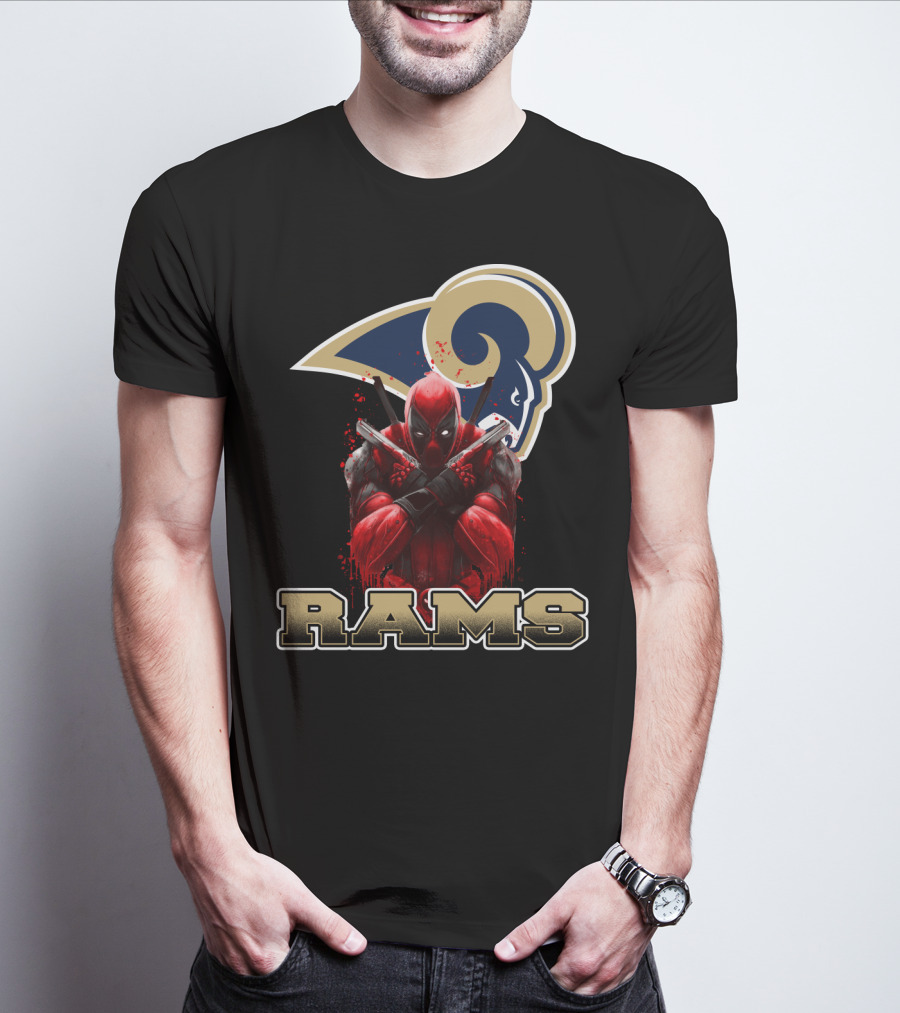 Rams And Deadpool Crossover With Los Angeles NFL T-Shirt