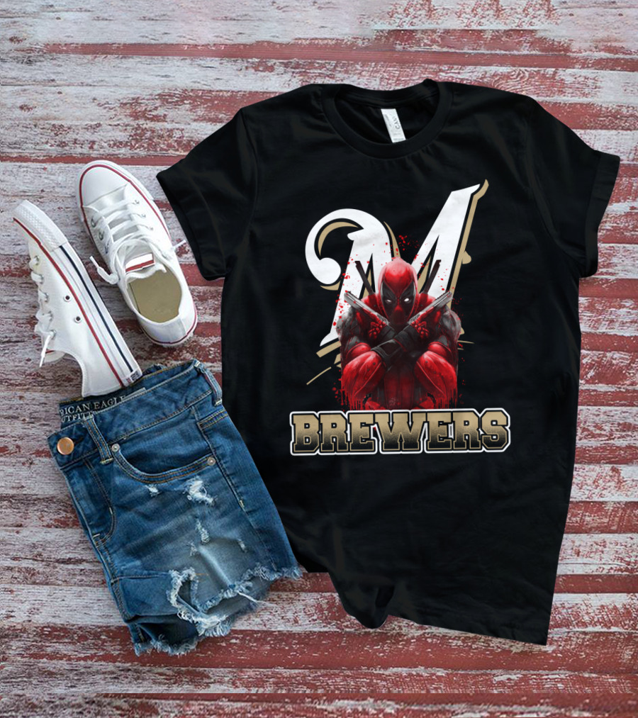 Milwaukee Brewers Deadpool Crossed Arms T-Shirt