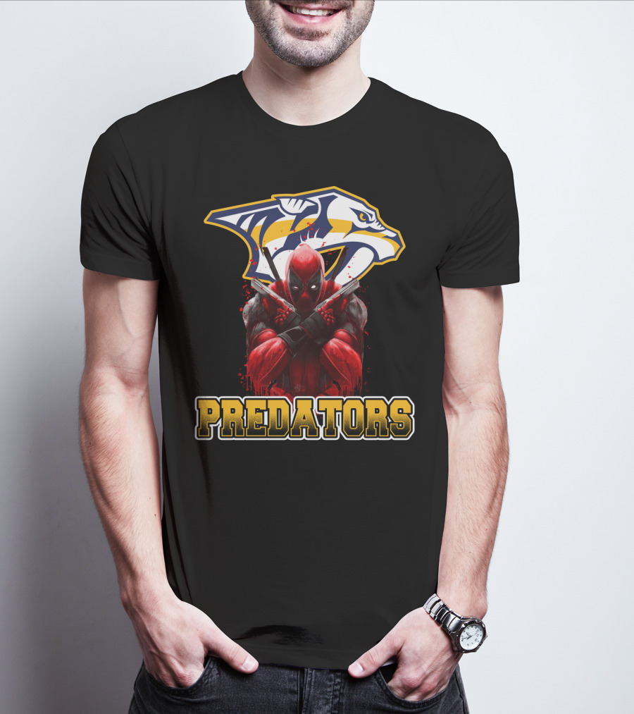 Nashville Predators Deadpool Crossover Predators Logo Deadpool Character T-Shirt