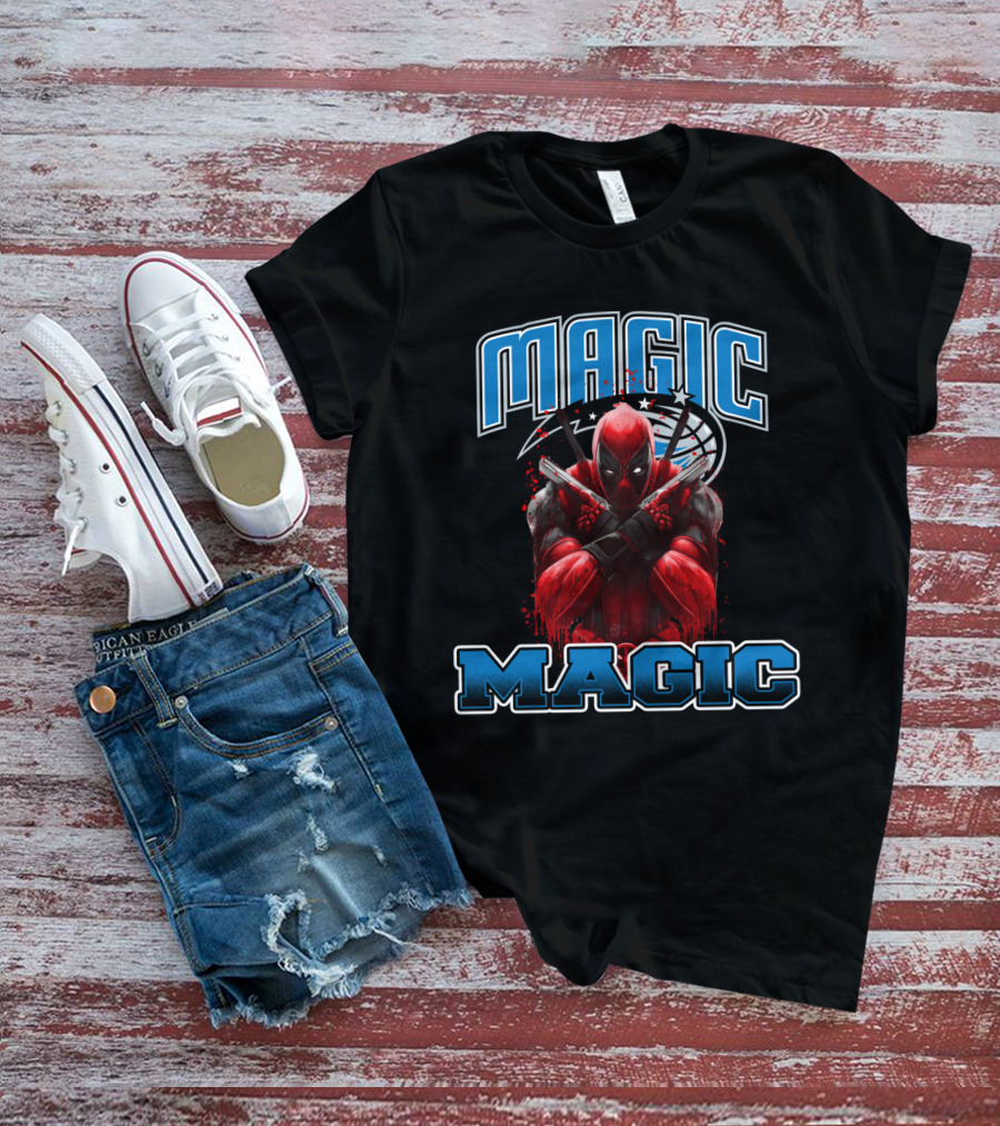 Orlando Magic Deadpool Crossover Fans Basketball Superhero Mashup T-Shirt