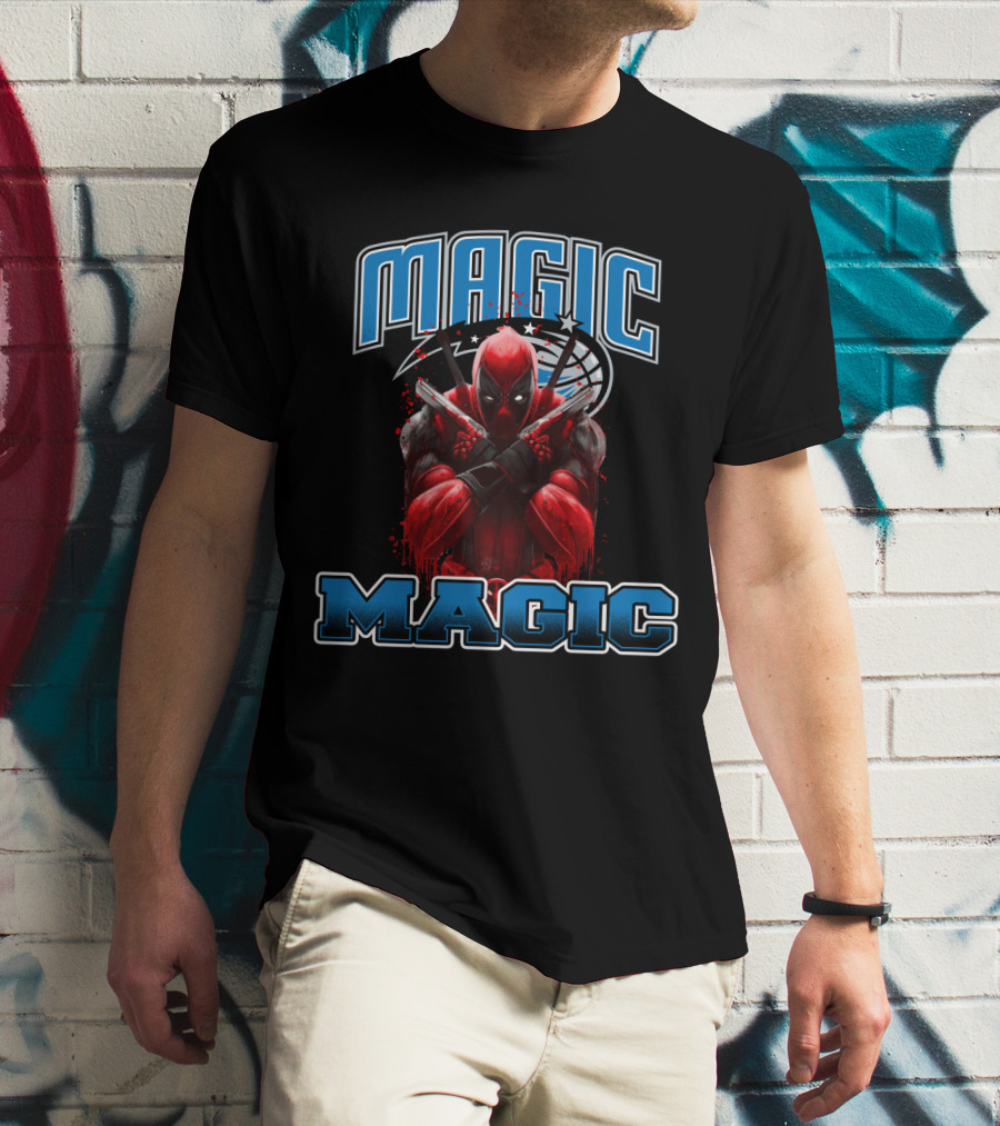 Orlando Magic Deadpool Crossover Fans Basketball Superhero Mashup T-Shirt