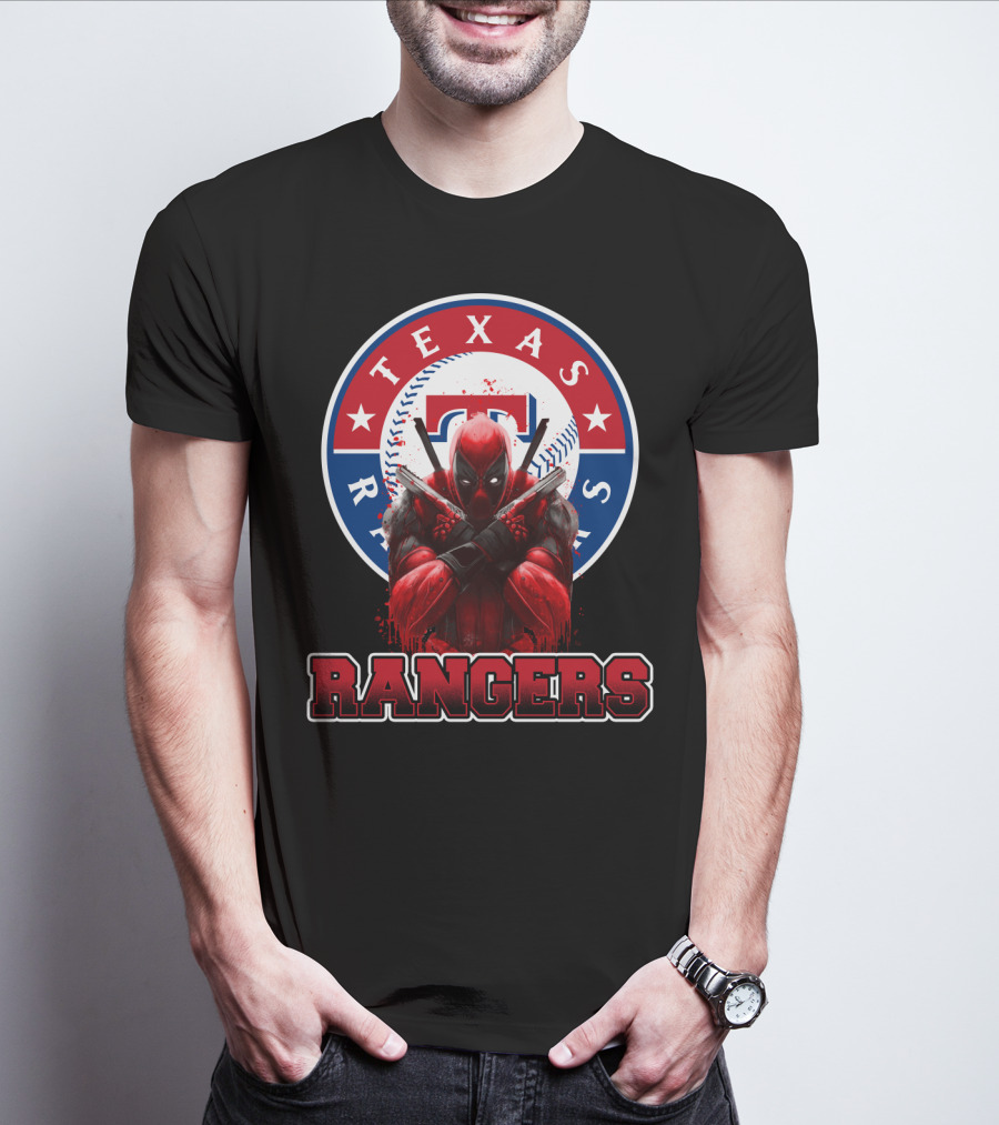 Texas Rangers Deadpool Crossover With Baseball T-Shirt