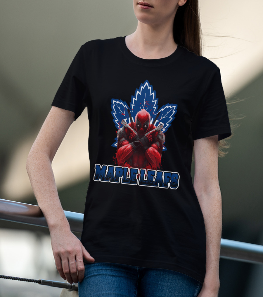 Maple Leafs Deadpool Crossover Logo Toronto Fans T-Shirt