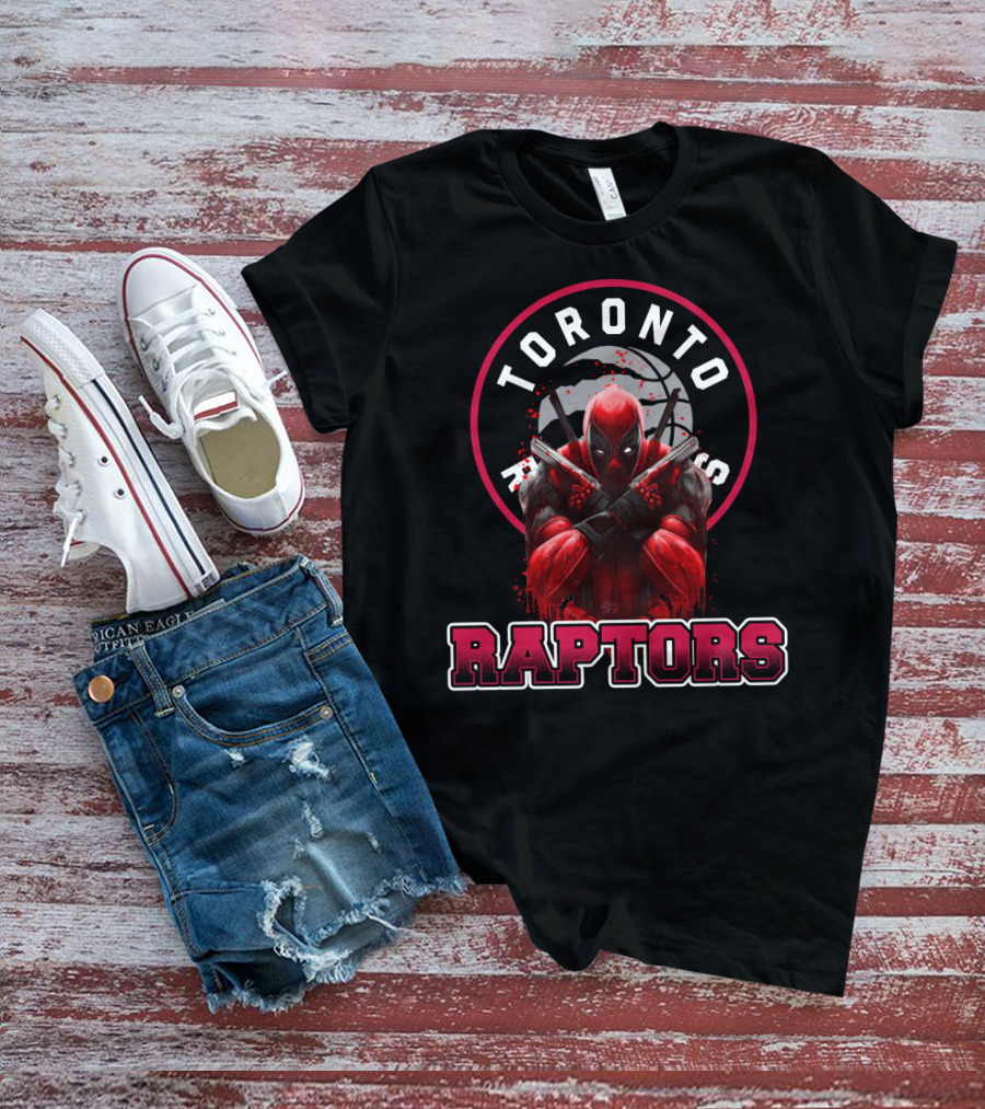 Toronto Raptors And Deadpool Collaboration Raptors Basketball Crossover T-Shirt