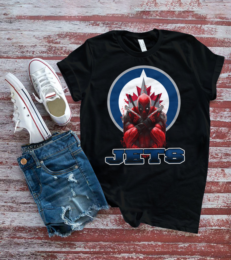 Winnipeg Jets Deadpool Crossover Logo Fans T-Shirt