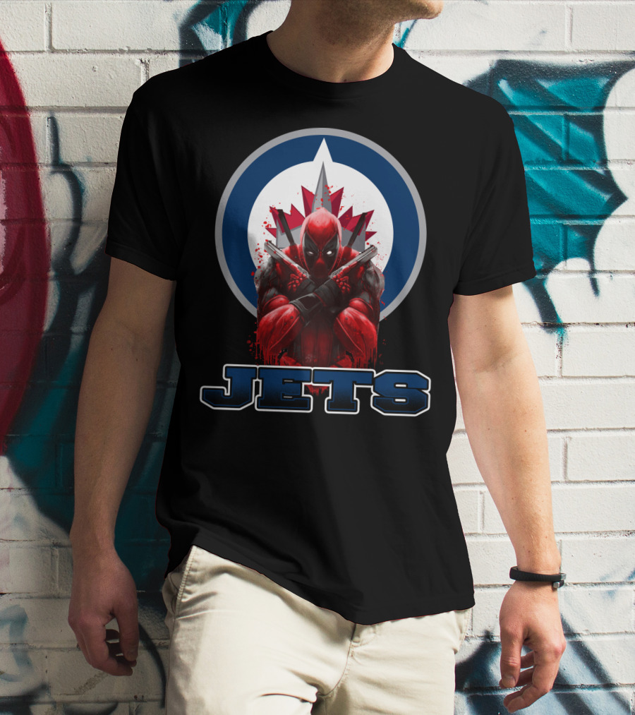 Winnipeg Jets Deadpool Crossover Logo Fans T-Shirt