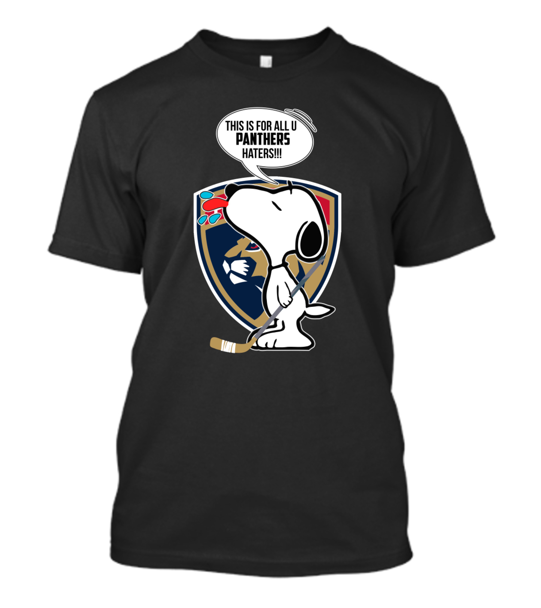 Snoopy With Hockey Stick And Florida Panthers Logo For Panthers Haters T-Shirt