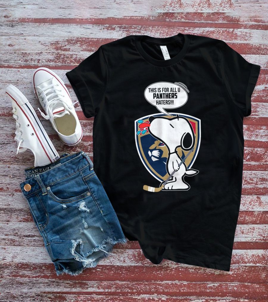 Snoopy With Hockey Stick And Florida Panthers Logo For Panthers Haters T-Shirt