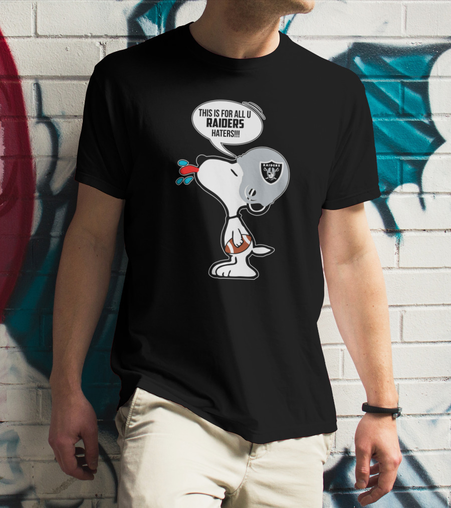 Snoopy Raiders Haters Football Helmet Taunting Peanuts Raiders Fans T-Shirt