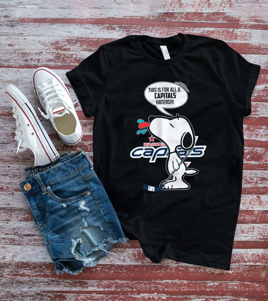 Snoopy Washington Capitals Proud Fan Message With Hockey Stick T-Shirt