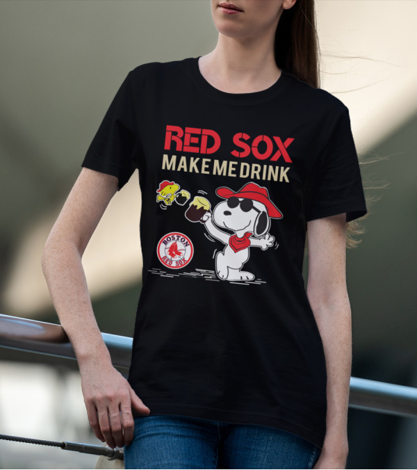 Red Sox Make Me Drink Snoopy Boston Red Sox Fans T-Shirt