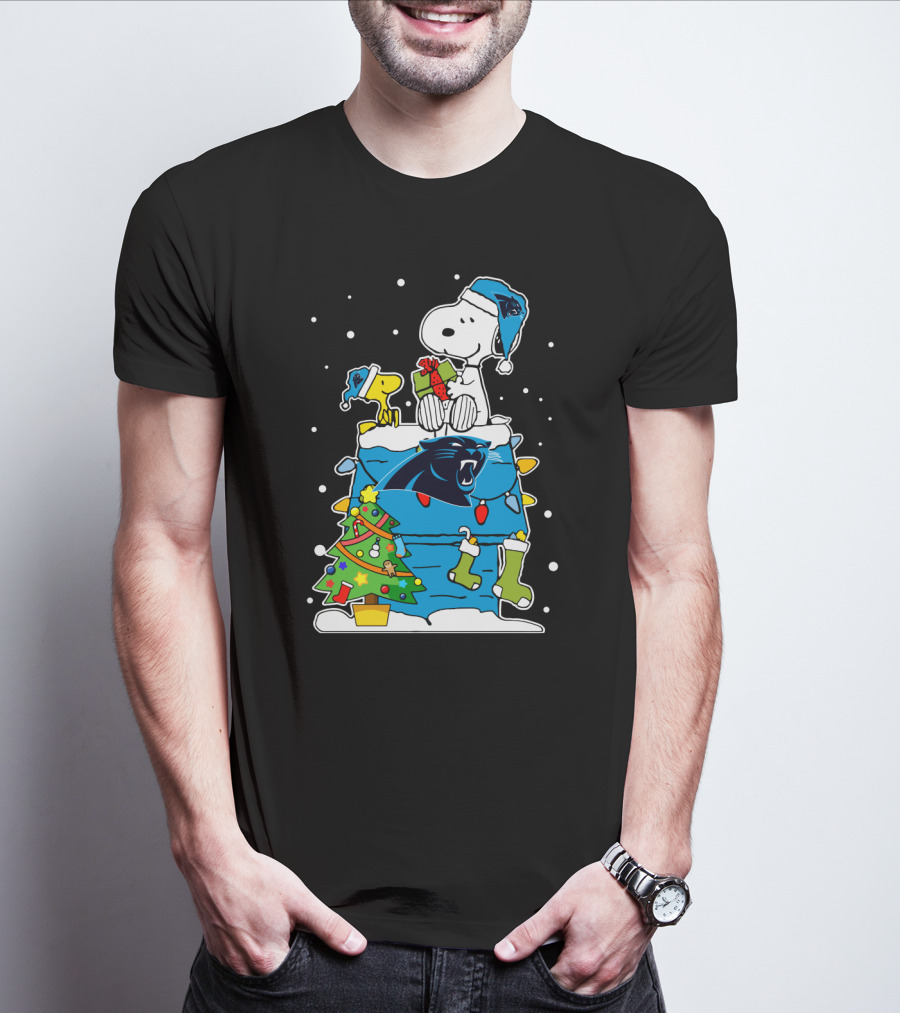 Carolina Panthers And Snoopy Christmas Celebration T-Shirt
