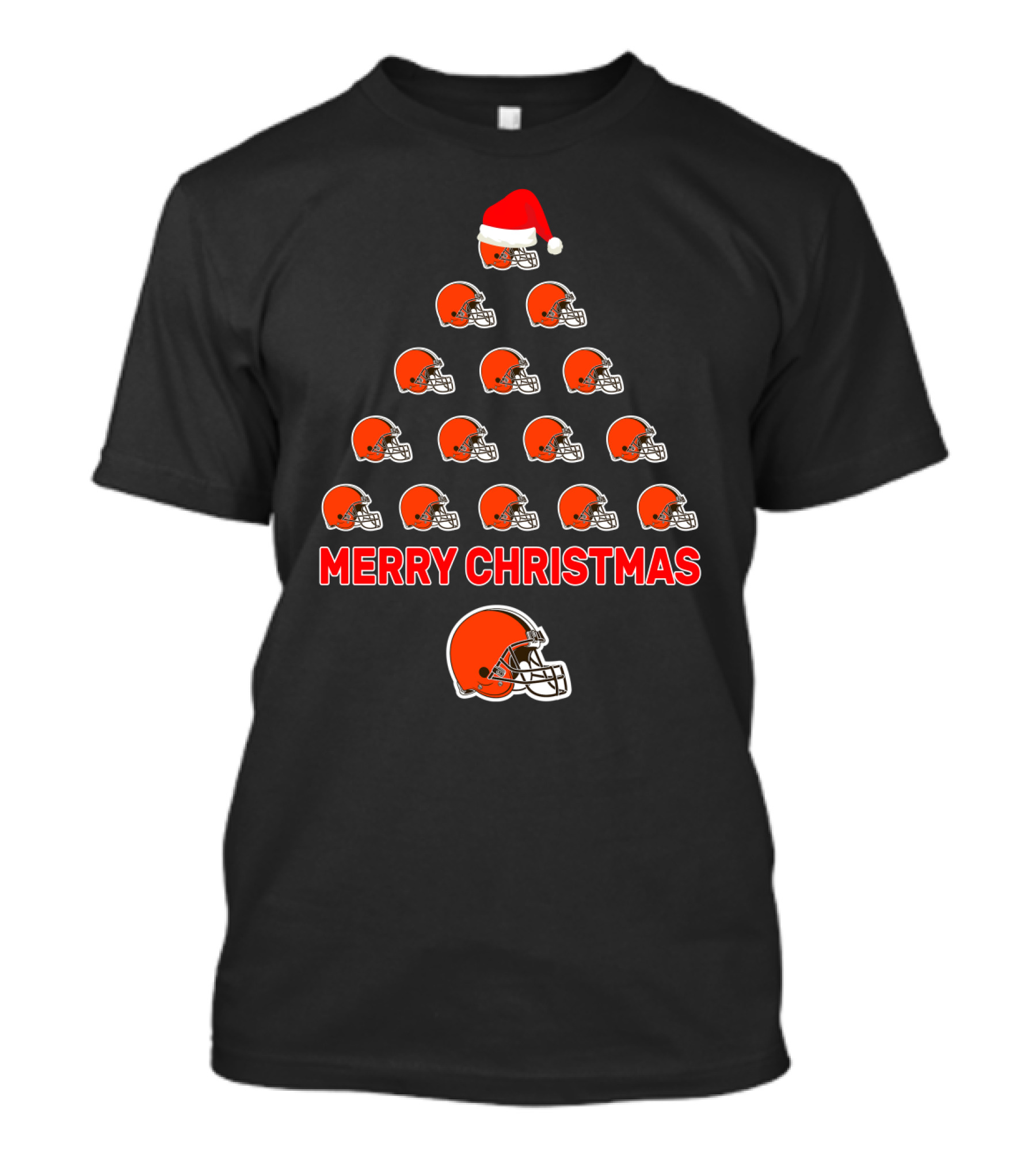 Merry Christmas Cleveland Browns Helmet Tree T-Shirt
